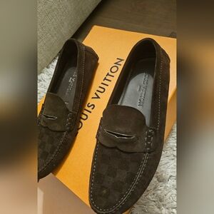Louis Vuitton Dark Brown Checkered Loafers. LIKE.NEW.